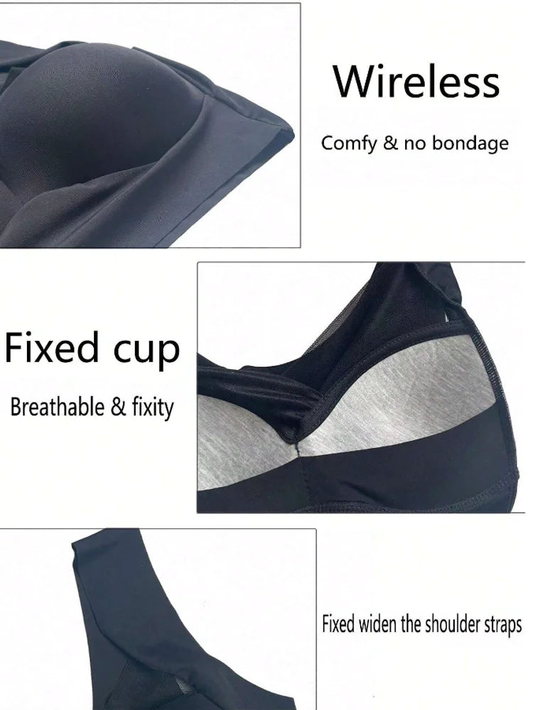 3Pcs Plus Size Seamless Wireless Sport Bras