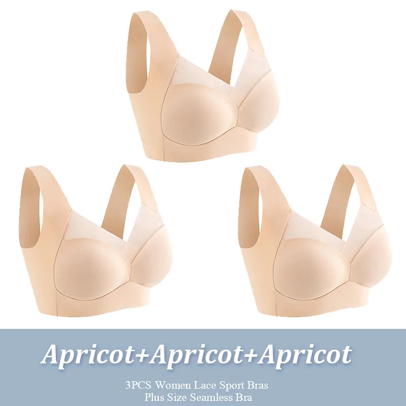 3Pcs Plus Size Seamless Wireless Sport Bras